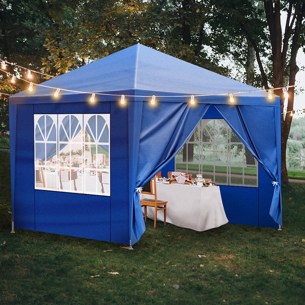 Aimee Lii 120" x120" Large Party Tent, Events Shelter Canopy Gazebo with 4 Side Walls, Shade Shelter for Weddings, Picnic, Blue