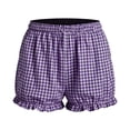 thumbnail image 2 of Women's Plaid Shorts Cute Ruffled Casual Lounge Elastic Waist Shorts with Pockets Home Beach Vacation Wear (2XL, Purple), 2 of 6