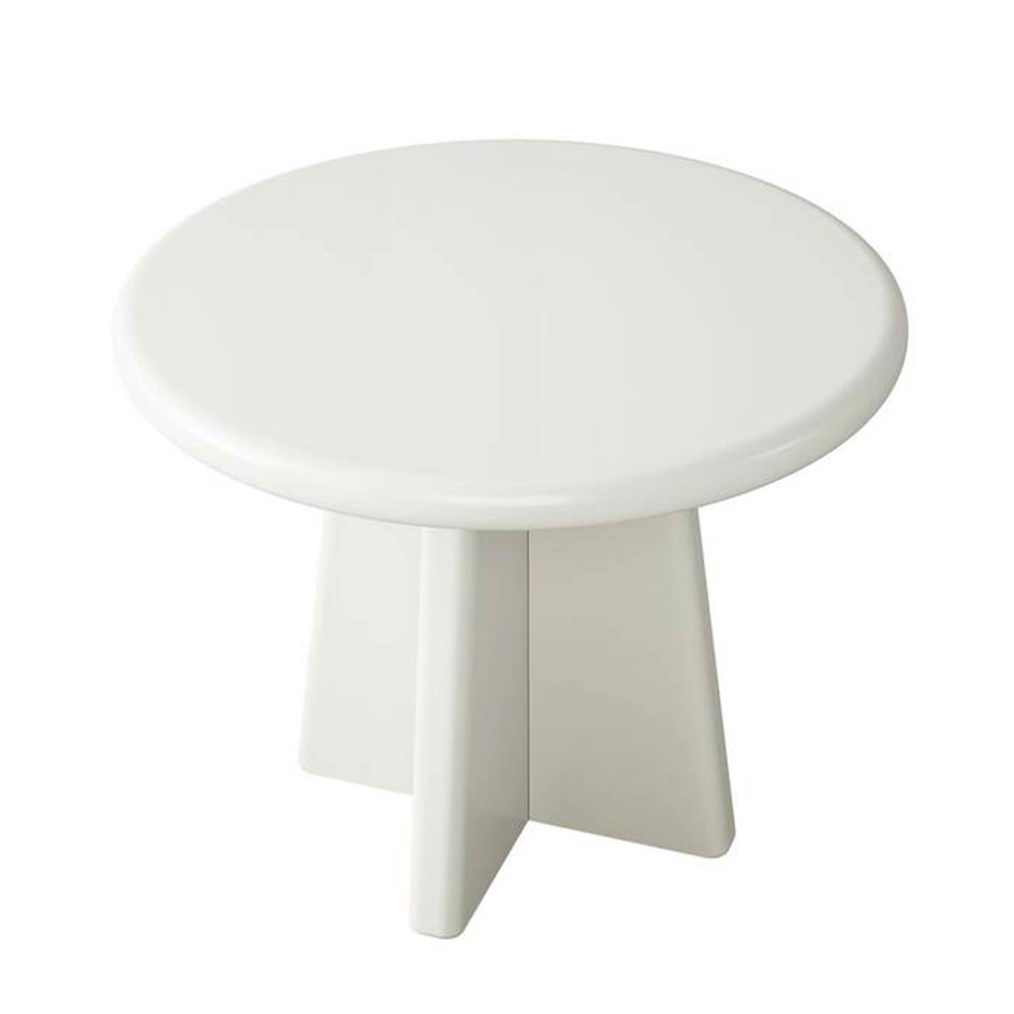 MAYEERTY 31.5 Inch Round Dining Table, White Minimalist Kitchen Dinner Table with Intersecting Cross Base for 2 to 4 People