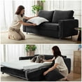 thumbnail image 4 of CHIC HOUSE Queen Sleeper Sofa Bed with Mattress, Pull Out Couch with USB Charging, Cup Holders & LED Light, Convertible Chenille Loveseat for Living Room RV Small Spaces, Black, 4 of 8
