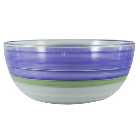 Purple Retro Stripe Hand Painted Glass Serving Bowl 11