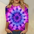 thumbnail image 2 of CYMMPU 3/4 Sleeve Crew Neck Blouses for Women Dressy Casual Tunic Tops Fall Fashion Shirts Loose Fit Tie Dye Spring Tops Ombre T-Shirts XXXL, 2 of 5