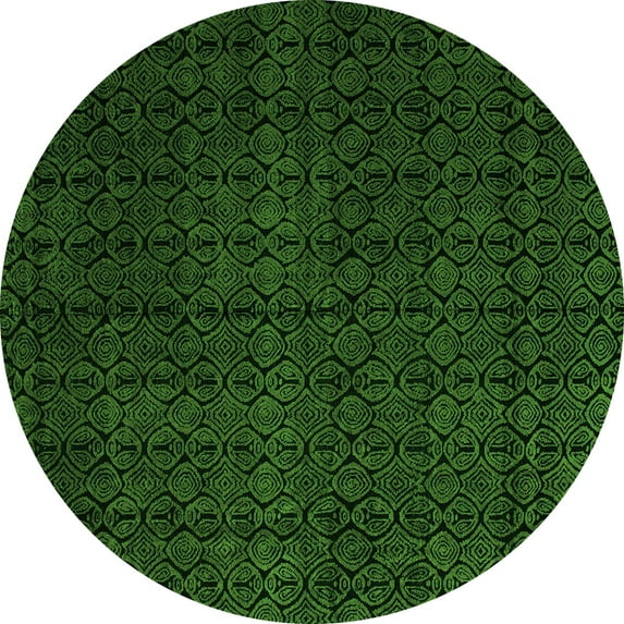 Ahgly Company Indoor Round Abstract Green Modern Area Rugs, 7' Round