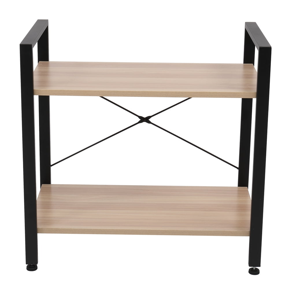 Kepooman 2-Tier Home Office Storage Bookshelf Shelf Display Rack for Bedroom Living Room, Oak
