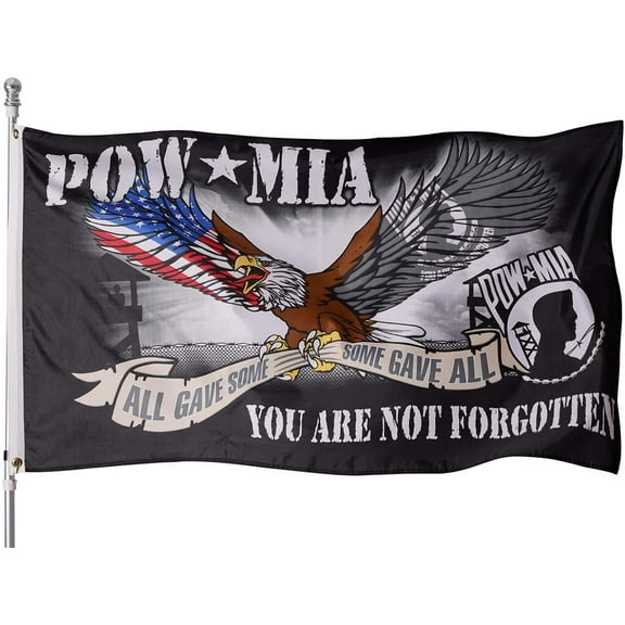 FRF 3x5 POW MIA Eagle Flag 3' x 5' Outdoor- All Gave Some Some Gave All, You are Not Forgotten Flags Banner