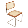 thumbnail image 2 of Breuer Chair Company Marcel Breuer B32 Cesca Cane Cantilever Side Chair w/ Chrome Steel Frame Cherry Wood & Natural Cane (Made in Italy) by Furnish Theory, 2 of 13