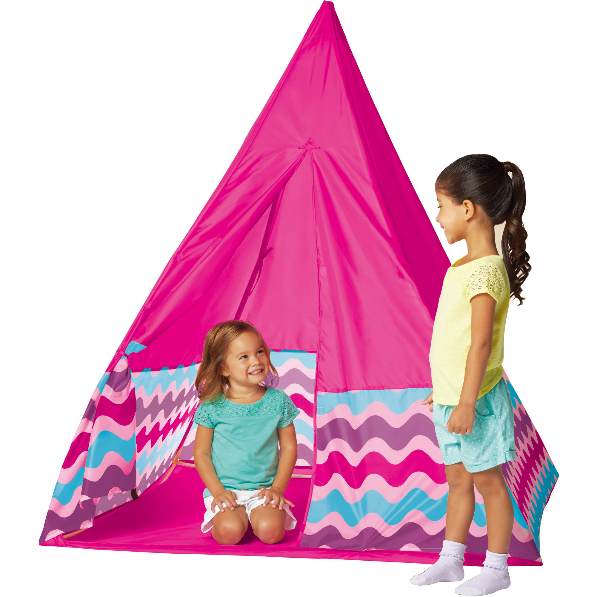 Chevron Patterned Fabric Kids' Play Tepee, Pink - image 2 of 2
