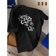 thumbnail image 1 of [One Trendy Cross Print T-Shirt] Men's Trendy Cross Print T-Shirt - Casual Crew Neck, Short Sleeve, Breathable Cotton, Machine Washable - Perfect for All Seasons, 1 of 5