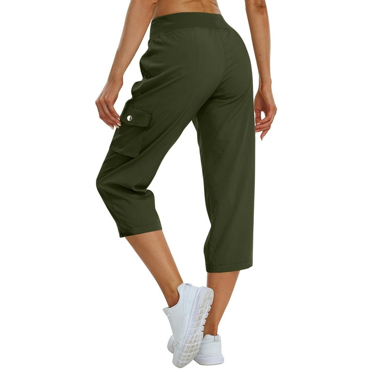 Dorkasm Cargo Pants Women High Waisted Womens Cargo Capris with Pockets Capri Pants for Women Casual Summer 2024 Trendy Dark Green XL Walmart