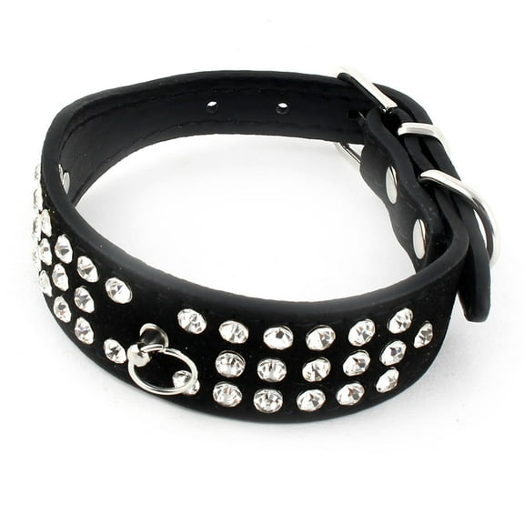 REGALWOVEN Pet Dog Cat Faux Diamond Decor Necklace Adjustable Belt Buckle Collar Black XS