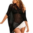 thumbnail image 2 of YSUEJPF Womens Sheer Poncho Mesh Beach Coverup One Shoulder Irregular Knit Swimsuit Cover Up Batwing Sleeve Breathable Beachwear, 2 of 5