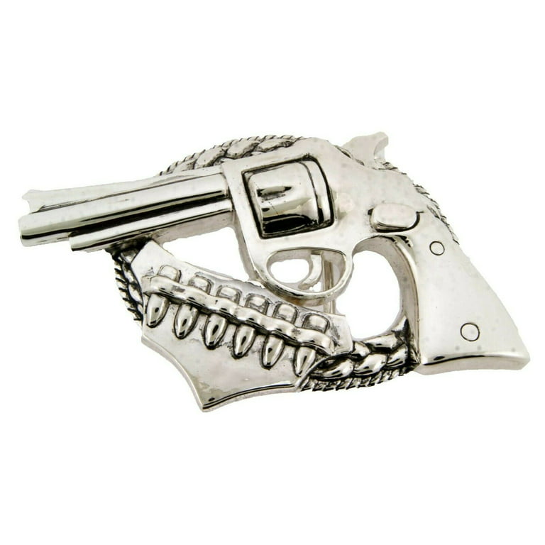 Gun Fake Silver Chrome with Bullets Magzine Belt Buckle Big New Style  Tattoo Tribal Gothic 