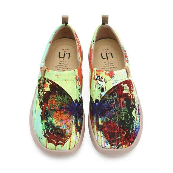 UIN Women's Art Painted Canvas Slip-On Shoes Fashion Ladies Travel Shoes Butterfly (8.5)