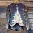 thumbnail image 4 of Lopecy-Sta Women's Christmas Tree Print Crew Neck Sweatshirt, Loose Long Sleeve Casual Holiday Pullover Top Multicolor 2XL, 4 of 6