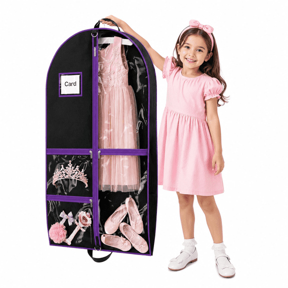 2 Pack 40" Dance Garment Bags for Dancers, Garment Bags for Hanging Clothes, Travel & Carry On Garment Bag with Pockets for Dance Costumes Cheer Uniforms