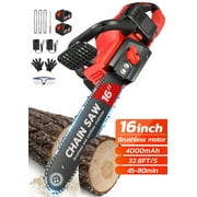 RELOIVE 16-inch 42V Battery-Powered Brushless Cordless Chainsaw Kit with 2x2000mAh Batteries, 3 Chains & Dual Chargers
