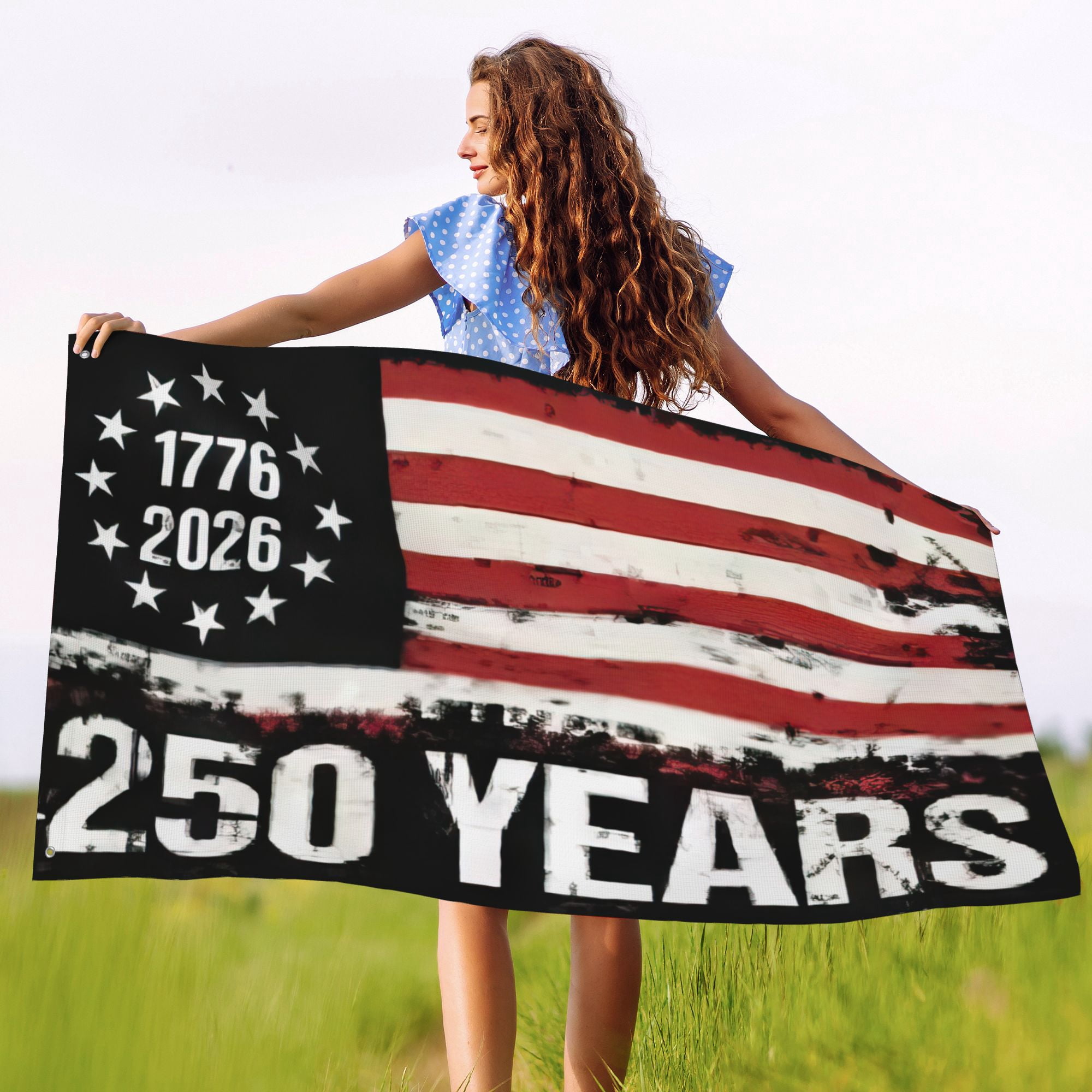 USA 250th Anniversary Flag Double-Sided 4x6 Ft American Independence 1776–2026 Celebration Flag 250 Years Birthday Patriotic Banner for Indoor Outdoor Decor