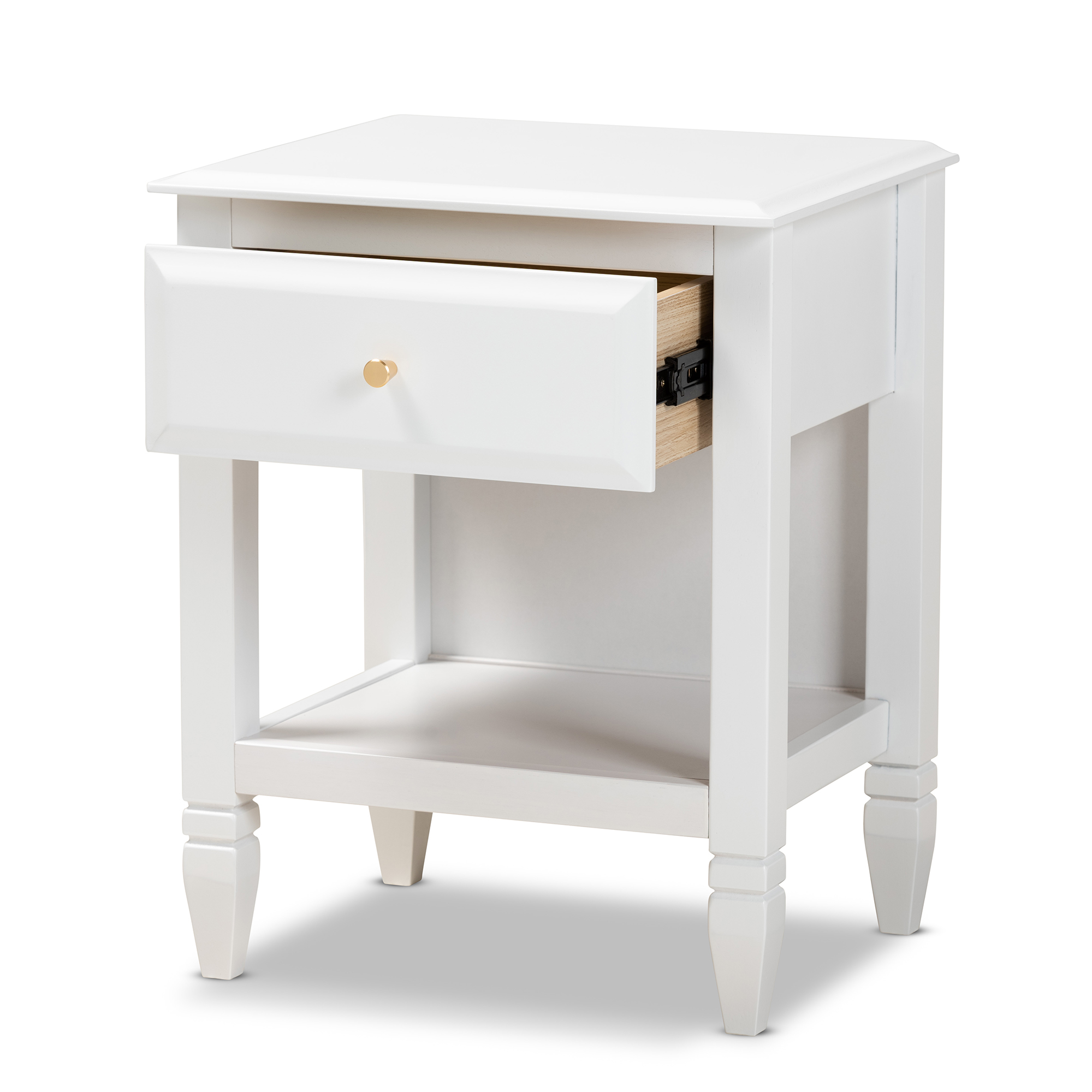 Baxton Studio Naomi Classic and Transitional White Finished Wood 1-Drawer Bedroom Nightstand - image 3 of 9