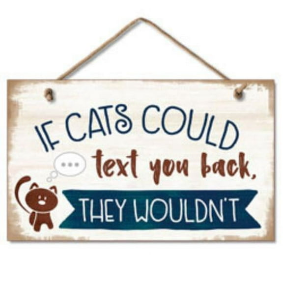 Highland Home® Hanging Wood Sign, 9 1/2" x 5 3/4" x 1/2", Cat Text