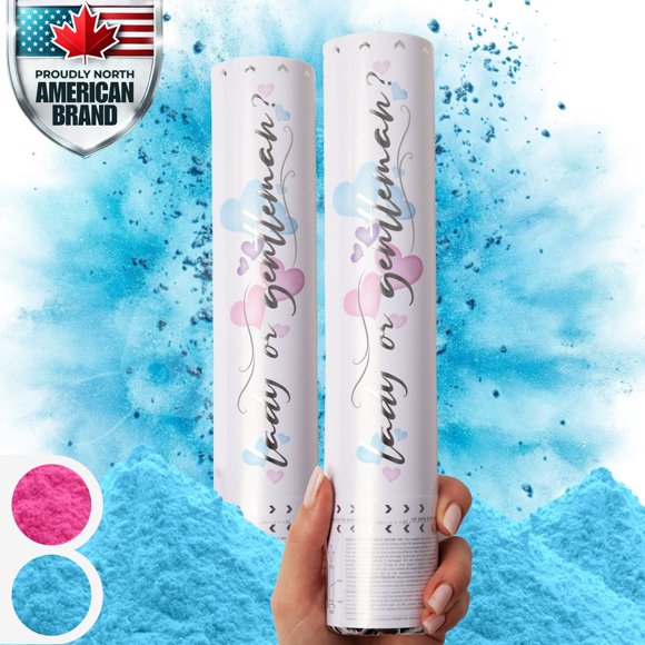 PrimePure Gender Reveal Powder Cannon – 2 Pack, Blue, Party Smoke Powder