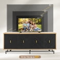 thumbnail image 2 of Morden Fort 74" Cabinet Modern TV Stand for TVs up to 80", Entertainment Center Large TV Storage Cabinet Media Console with 4 Doors, Natural, 2 of 7