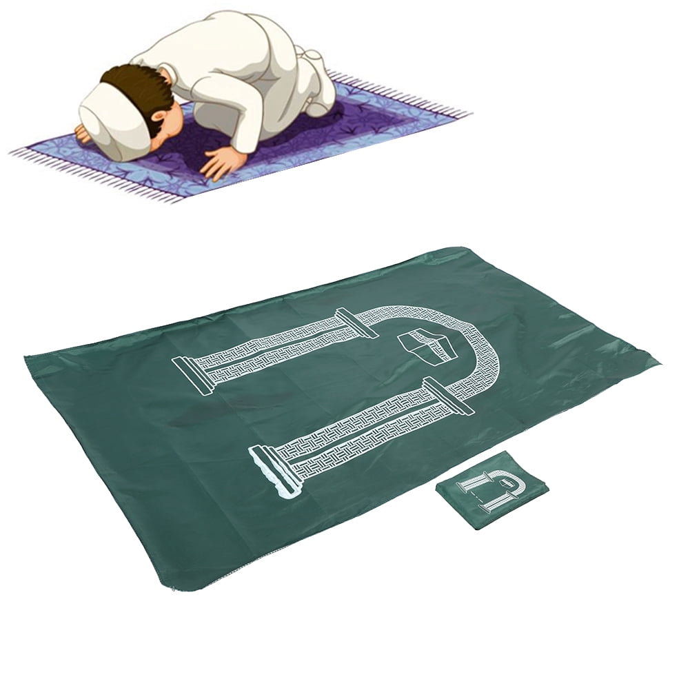Prayer Carpet, Non-slip Easy Carrying Cotton Material Muslim Prayer Blanket, Rooms For Hiking Green