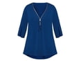 thumbnail image 3 of Avenue Womens Plus Zipper Split Sleeve Tunic Top, 3 of 4