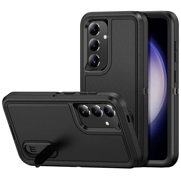 Rugged Phone Case compatible with Samsung Galaxy S25 FE, Heavy Duty Hybrid Shockproof Protective Cover with Kickstand