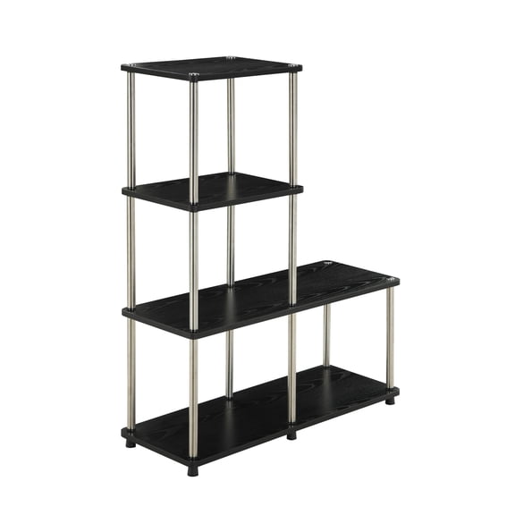Pemberly Row Multi "L" Bookshelf in Black Wood Finish