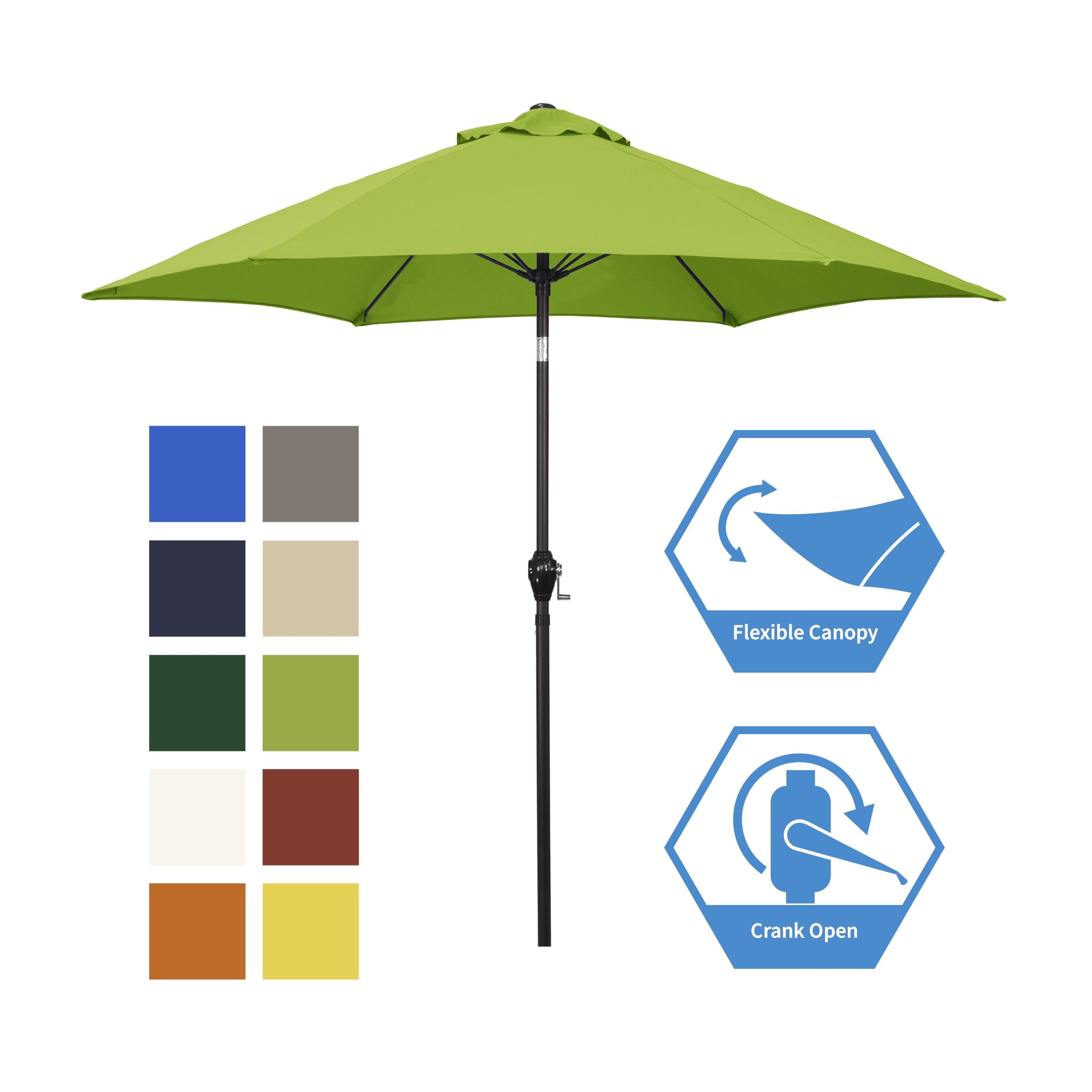 Sunline 9 ft Crank Open Push Tilt Fiberglass Ribs Aluminum Pole Market Patio Umbrella
