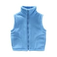 thumbnail image 2 of Abcomgle Kids Fleece Vest Full Zip Sleeveless Vest Jacket for Girls Stand Collar Lightweight Toddler Vest Girls Winter Thermal Fuzzy Girls Outerwear with Pockets,5-6 Years Sky Blue, 2 of 3