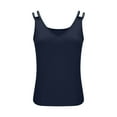 thumbnail image 4 of HOMBOM Summer Tops for Women Tank Tops Cotton Linen V Neck Navy Backless Sleeveless Loose Womens Blouse, 4 of 6