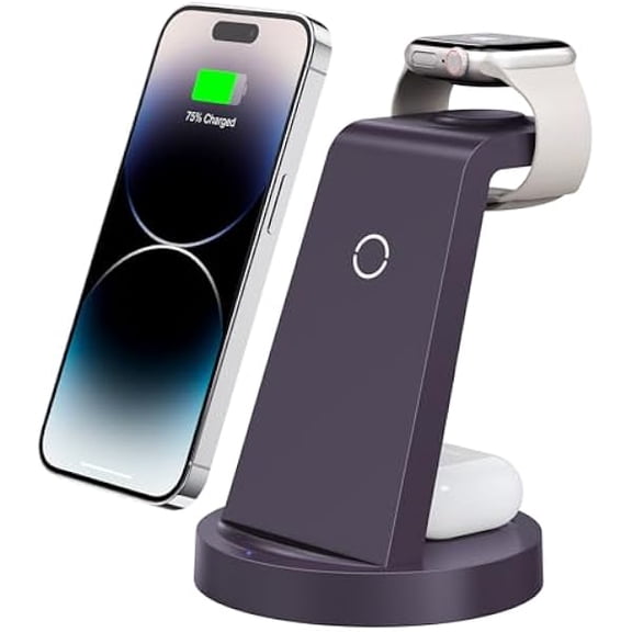 Saluqifa 3 in 1 Charging Station for iPhone - Wireless Charger for Apple Products Multiple Devices - Charging Dock Stand for AirPods (for iPhone 16e 16 15 14 13 pro 12 11 X Max)