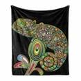 thumbnail image 1 of Psychedelic Soft Flannel Fleece Throw Blanket, Pop Art Chameleon with Elements Original Reptile Graphic Artwork Print, Cozy Plush for Indoor and Outdoor Use, 70" x 90", Multicolor, by Ambesonne, 1 of 6