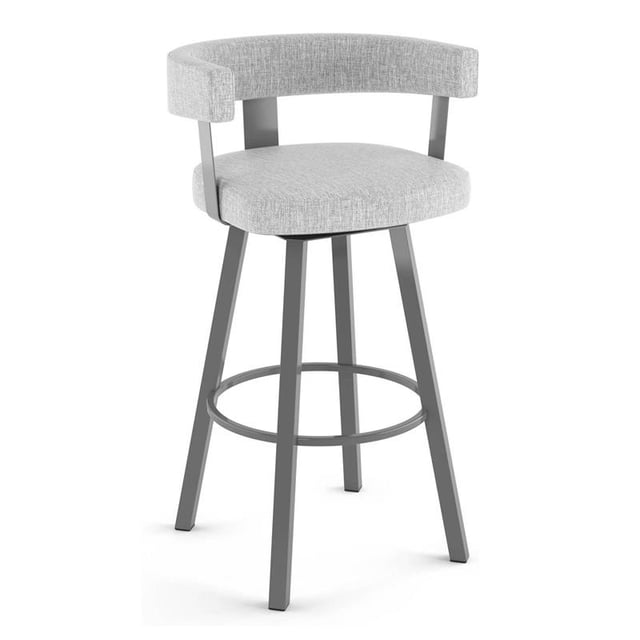 Amisco Parker 30.25" Polyester Swivel Bar Stool in Gray White/Glossy Gray