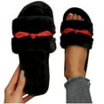 thumbnail image 4 of Wensltd Fuzzy Slippers for Women Soft Plush Open Toe Solid Color Cozy Indoor Slippers All Season, 4 of 9