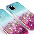 thumbnail image 4 of SPY Case for Apple iPhone 12 / Apple iPhone 12 Pro Liquid Glitter Phone Case Cover with Tempered Glass Screen Protector for Kids Girls Women - Teal/Pink, 4 of 5