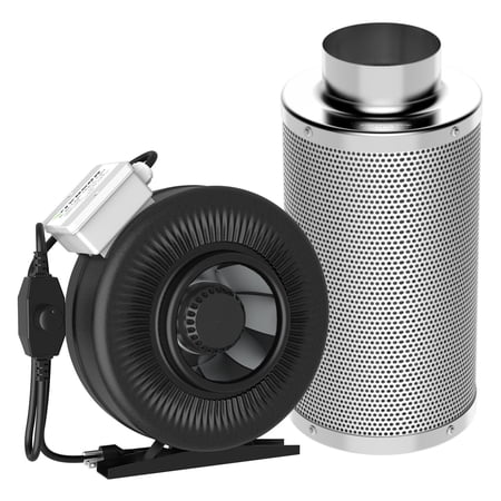 VIVOSUN 4 inch 203 CFM Inline Duct Fan with 4"x 14" Carbon Filter
