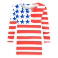 thumbnail image 4 of FAVIPT Womens 4th of July Blouse Three Quarter Sleeve Round Neck Shirts Stars and Stripes Patriotic Print Tops Casual Summer 2025 Tees Multicolor,L, 4 of 5