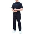 thumbnail image 2 of YHAJDS Summer Suits for Men 2 Piece Set Short Sleeve Solid Mandarin Collar Shirt Long Pants Casual, 2 of 3