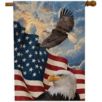 USA Flag Eagle Patriotic House Flag Vertical Double Sided, USA Flag 4th of July Memorial Day Independence Day Yard Outdoor Decoration 28 x 40 Inch