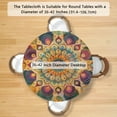thumbnail image 2 of Mandal Bohemia Round Fitted Tablecloth with Elastic Table Cover Round Elastic Tablecloth, Waterproof Wipeable Fitted Table Cloth, Fits Tables up to 36"-42" Diameter, 2 of 6