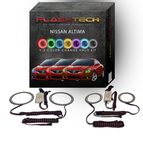 Flashtech RGB Multi Color Changing LED Halo kit for 2010-2012 Nissan Altima Headlights