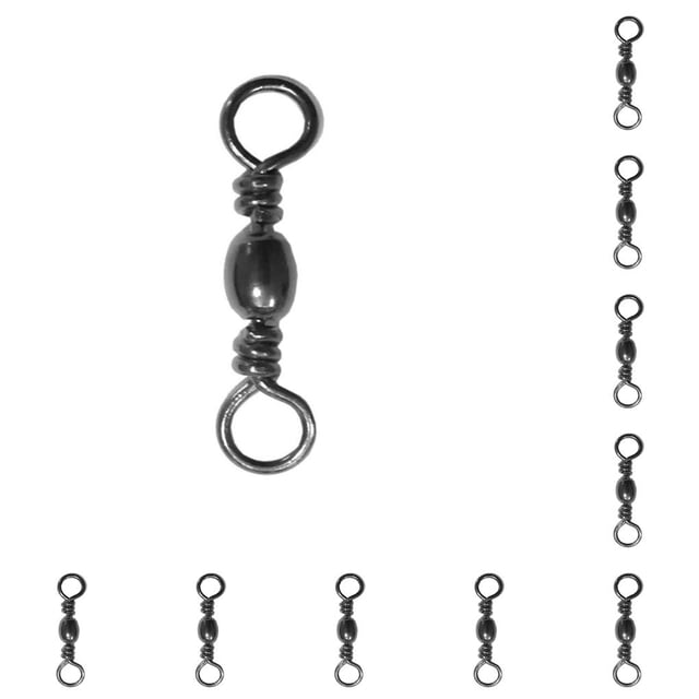 Soidarity Paquete de 100 eslabones giratorios de pesca de acero al carbono, conectores para curricán, reemplazo de anillo Flexible para agua Negro Talla 12 10piezas