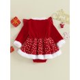 thumbnail image 3 of Baby Girl Christmas Romper Cute Ruffle Long Sleeve Star Print Skirt Bodysuit Newborn Playsuit, 3 of 7