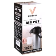Vondior Thermal Airpot Coffee & Tea Beverage Urn, Silver, Large, 102 oz