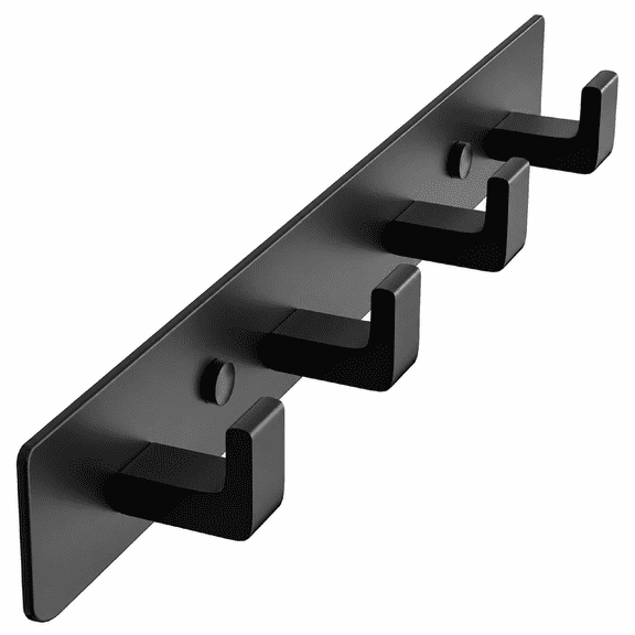 Coat Rack Wall Mount 12.5 inch Aluminum Matte Black 4 Right Angle Hooks Entryway Bathroom Bedroom