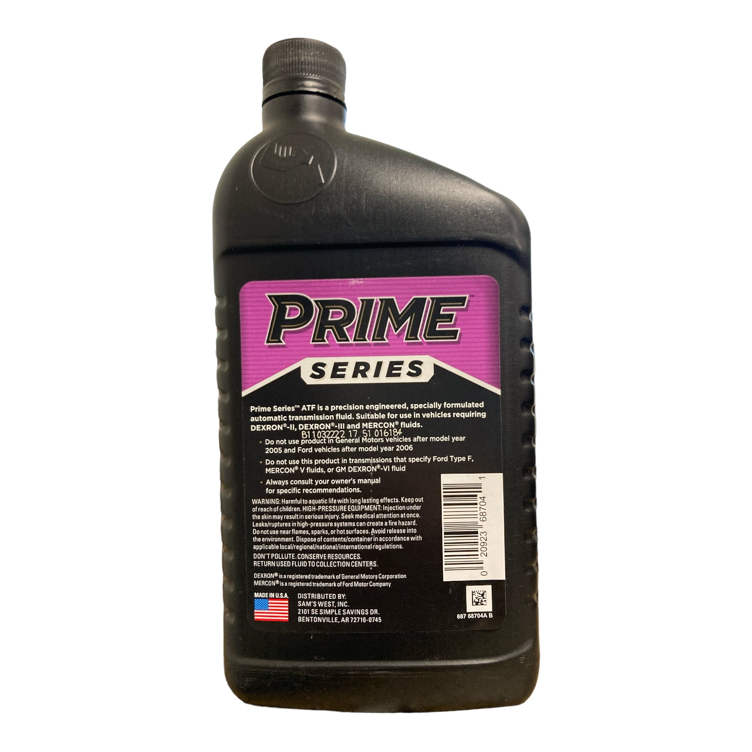 Prime Series ATF Transmission Fluid DEXRON II, DEXRON III, MERCON (1qt, 12 Pack)