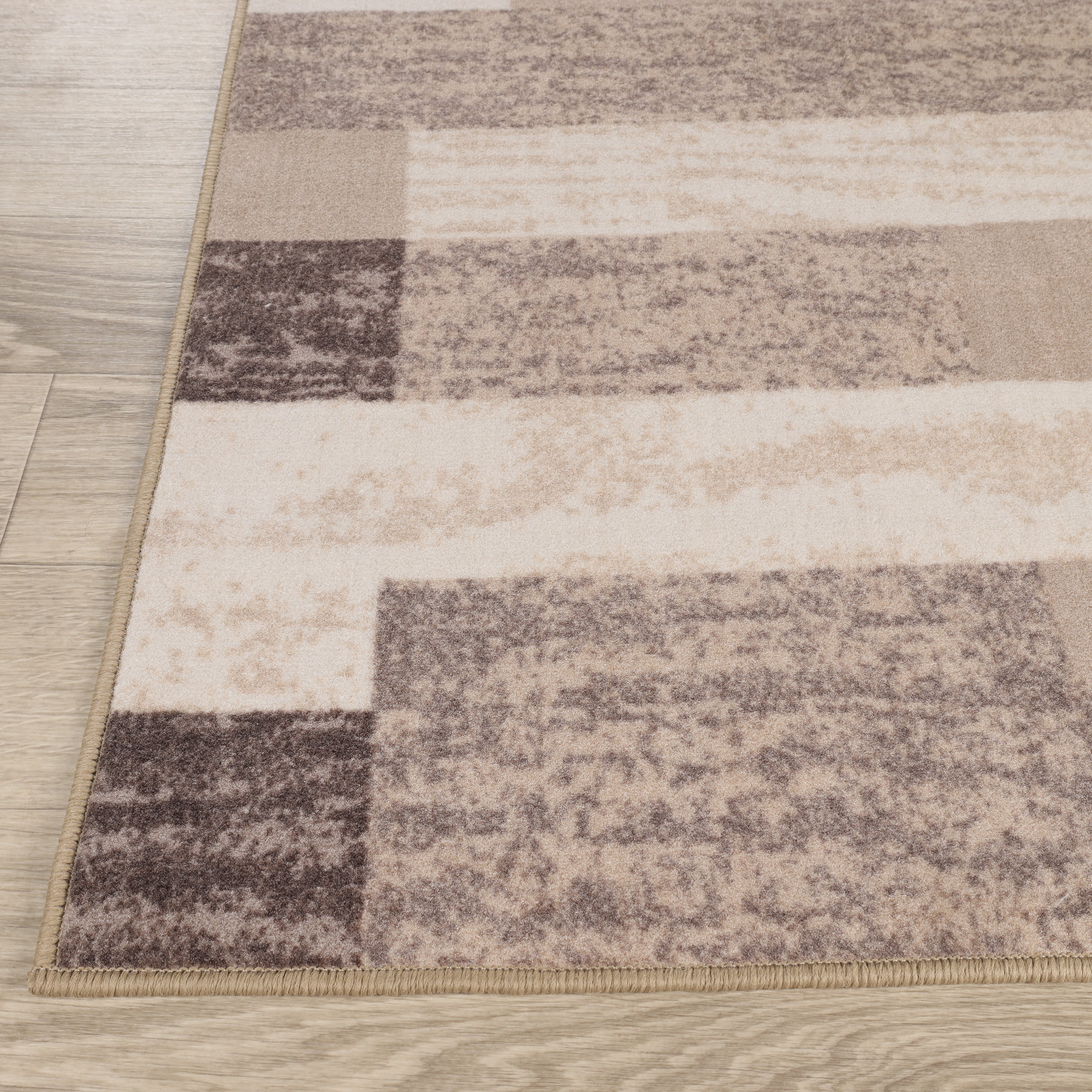 Superior Rockwood Geometric Blocks Washable Indoor Area Rug, 12' x 15', Blue - Taupe