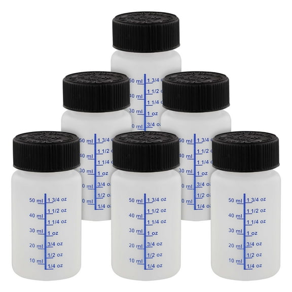 6 Paint Touch Up Bottles with Child Safety Lids - 60 ml Liquid Capacity